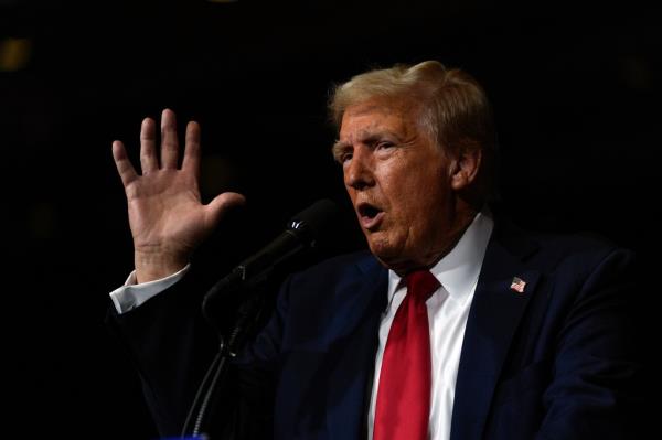 Former President Donald Trump speaks during a campaign rally at the Grand Sierra Resort in Reno, Nevada on Oct. 11, 2024.